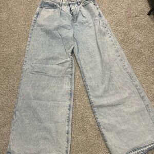 Express Relaxed Wide Leg Jeans - Light Blue